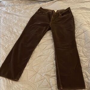 Brown Straight-Leg Pants velvet soft